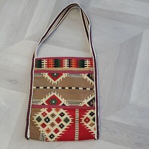 New Boho Aztec Southwestern Ethnic Weave Colorful Multicolor Large Shoulder Bag